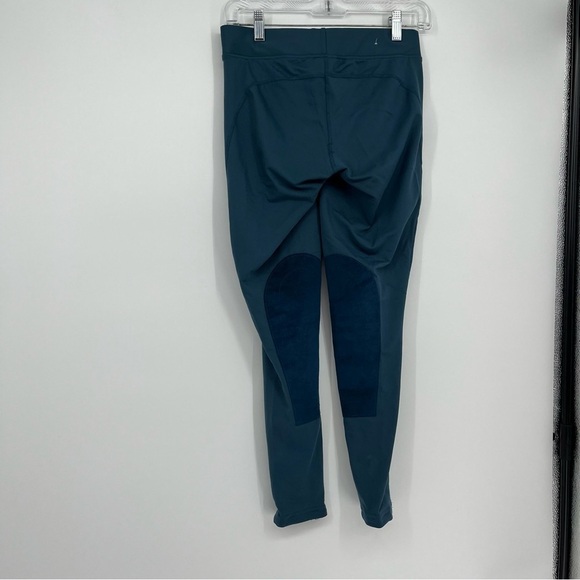 Kerrits Yoga Pull-On Leggings Solid Dark Teal Blue Faux Suede Patch Size Medium - Picture 2 of 6